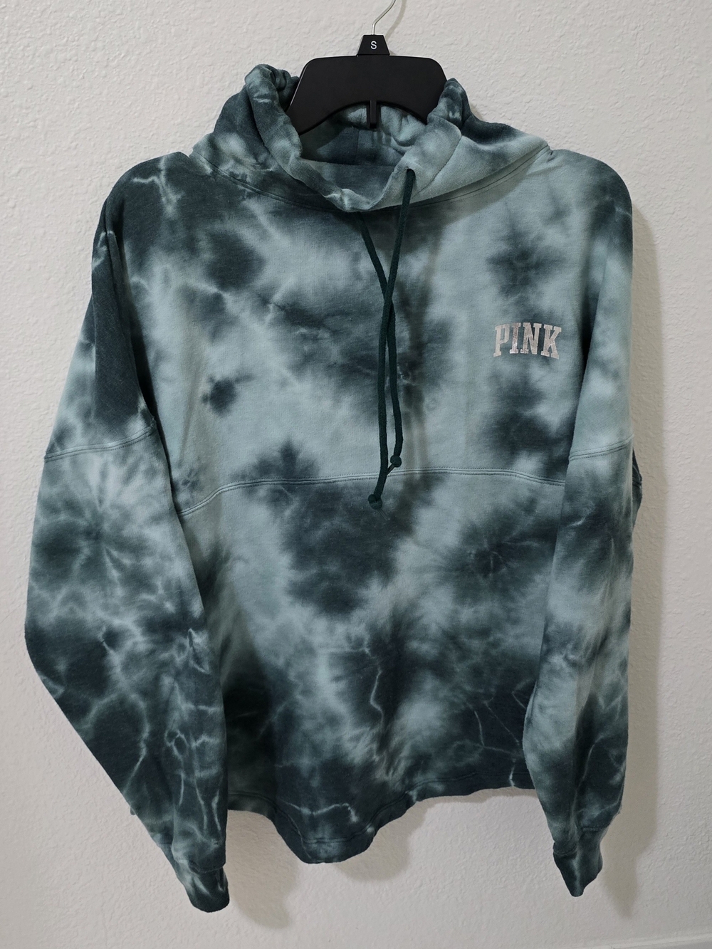 PINK Victoria's Secret Teal Green Tie-Dye Crewneck Hoodie